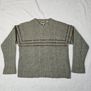 Joseph Abboud Gray V-Neck Sweater with Brown Accents